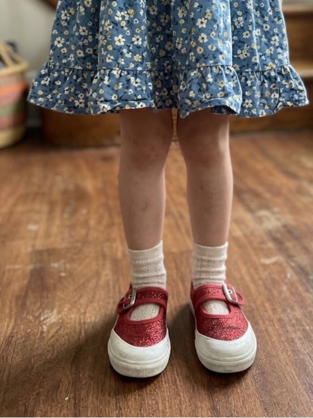 Vans Kids Red Glitter Mary Jane Buckle Shoes Sz 9